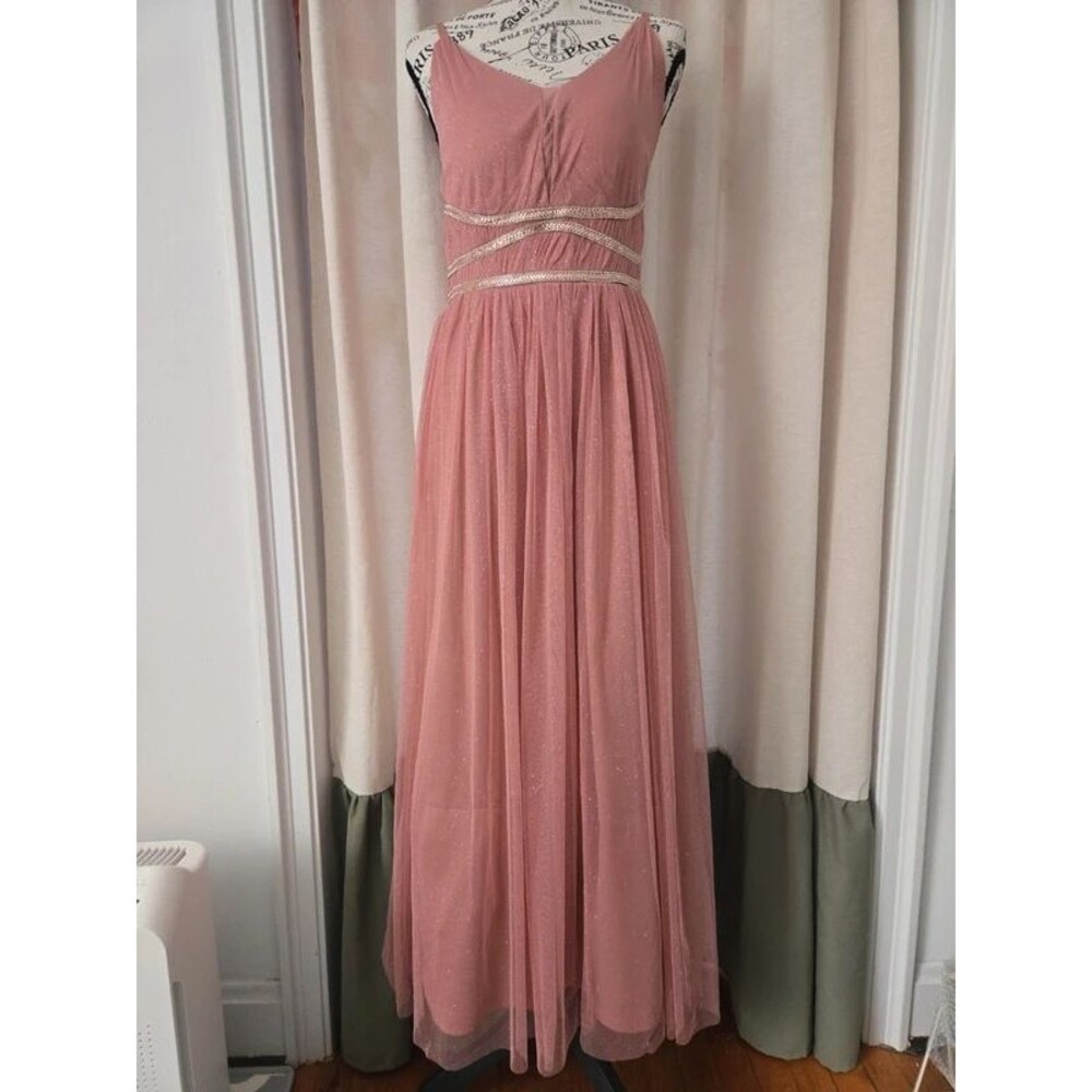 Lovely Grace Shiny Dusty Pink Rhinestone Strap Prom Dress